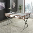 thumbnail image 6 of Pasargad Home Brookline Stainless Steel with Genuine Leather Desk, Brown, 6 of 11