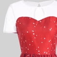 thumbnail image 4 of Vestido columpio retro de manga corta hasta la rodilla con estampado de cuello redondo de Navidad para mujer Fridja  qw3863, 4 of 5