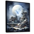 thumbnail image 2 of Designart "Ancient Reading Mystery I" Fantasy Framed Wall Art - Global Grey Books Hallway Framed Wall Art Decor, 2 of 6