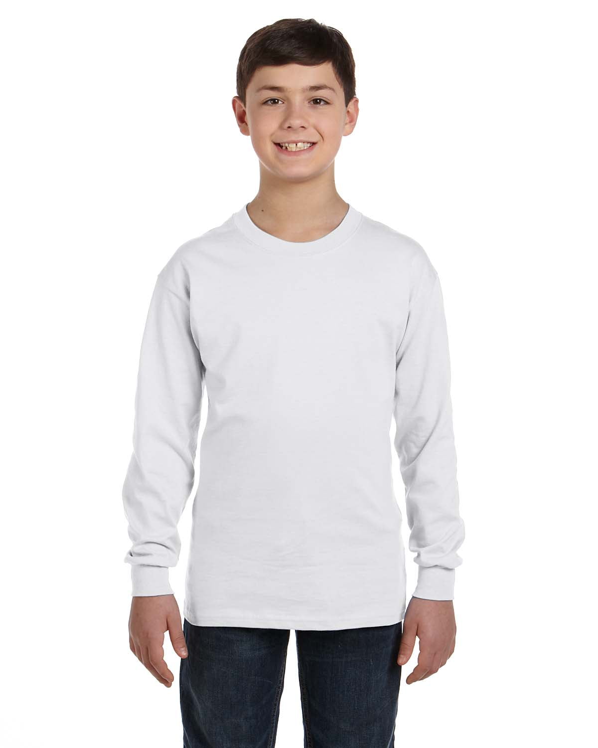 Hanes Boys 6.1 Oz. Tagless Long-Sleeve T-Shirt — ComfortSoft® Fabric, Preshrunk (Pack Of 1) - View #7