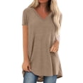 thumbnail image 1 of Tralilbee New Solid Color Fashion All-Match Top Loose And Casual Large Size V-Neck Pullover Short-Sleeved T-Shirt, 1 of 4