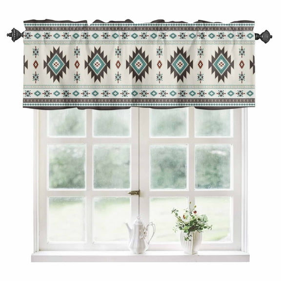 Southwest Ethnic Kitchen Valances for Windows 60x18 Inch Kitchen Curtains Valances Rod Pocket Boho Aztec Tribal Abstract Aesthetic Bathroom Window Valances for Window Treatment Decor