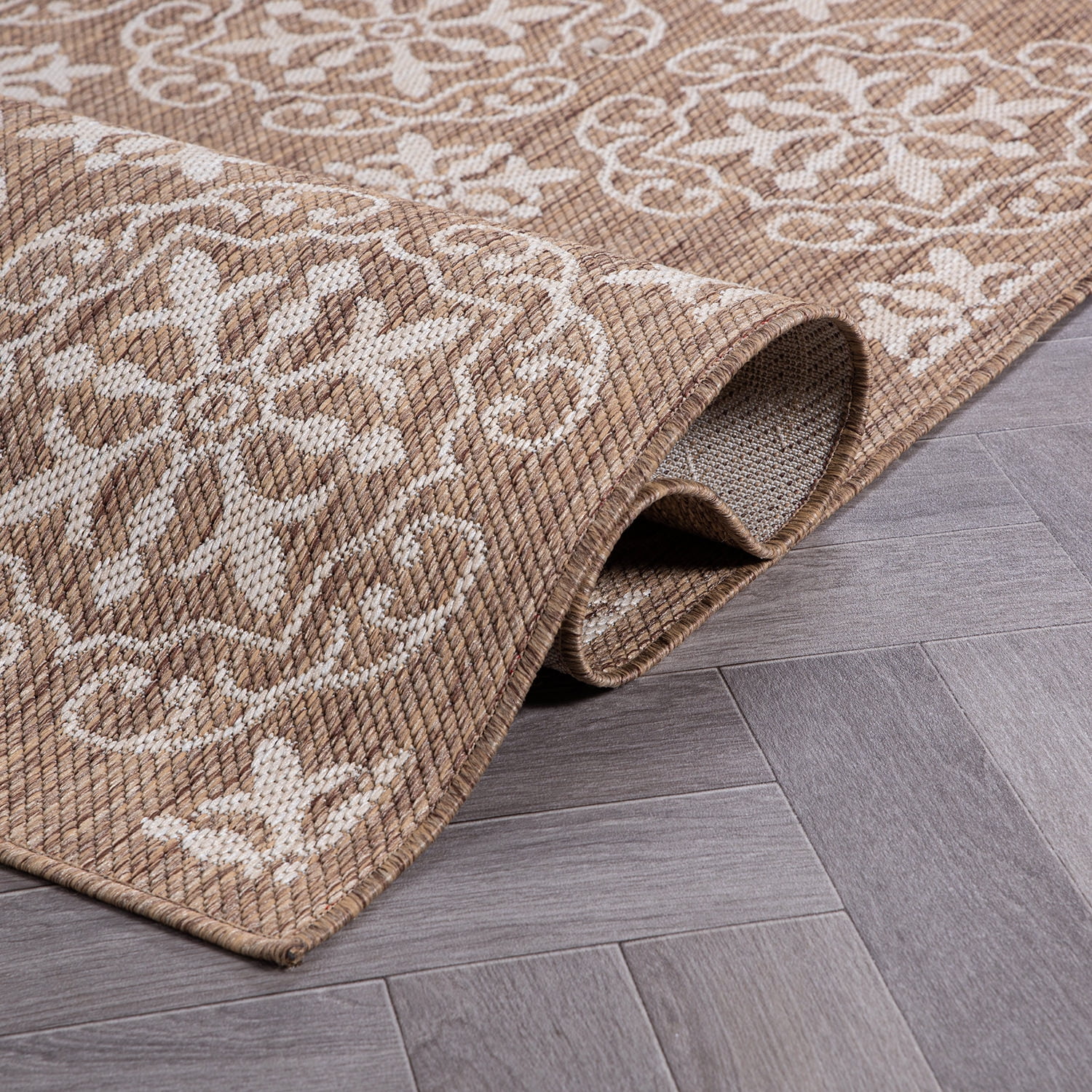 World Rug Gallery Transitional Geometric Textured Flat Weave Indoor/Outdoor Door Mat - BROWN 2'x3'