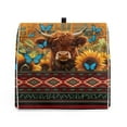 thumbnail image 5 of ZIATUBLES Kitchen Mixer Cover Dust Cover for 4.5-5 Quart Stand Mixer with Front Pockets Multi-Functional Mixer Attachments Organizer Accessories, Tribe Highland Cow Butterfly Sunflower Pattern, 5 of 7