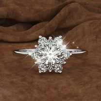 KDSJSXW Wedding Rings Snowflake Elegant Rhinestone Ring Snowflake Shape Alloy Jewellery Rings Women Fashion Full Diamond Zircon Rings for Women Size 5 11 Chunky Rings (Silver,9)