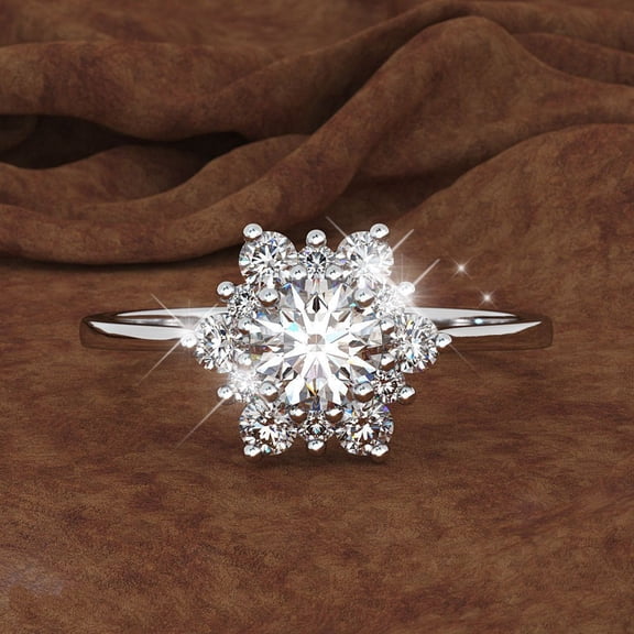 KDSJSXW Wedding Rings Snowflake Elegant Rhinestone Ring Snowflake Shape Alloy Jewellery Rings Women Fashion Full Diamond Zircon Rings for Women Size 5 11 Chunky Rings (Silver,9)