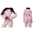 thumbnail image 3 of Conjunto de Pijamas Bonitos para Mujer, 2 Piezas, Larga, Y2K, Otoño e Invierno Cereza Rosa L, 3 of 7