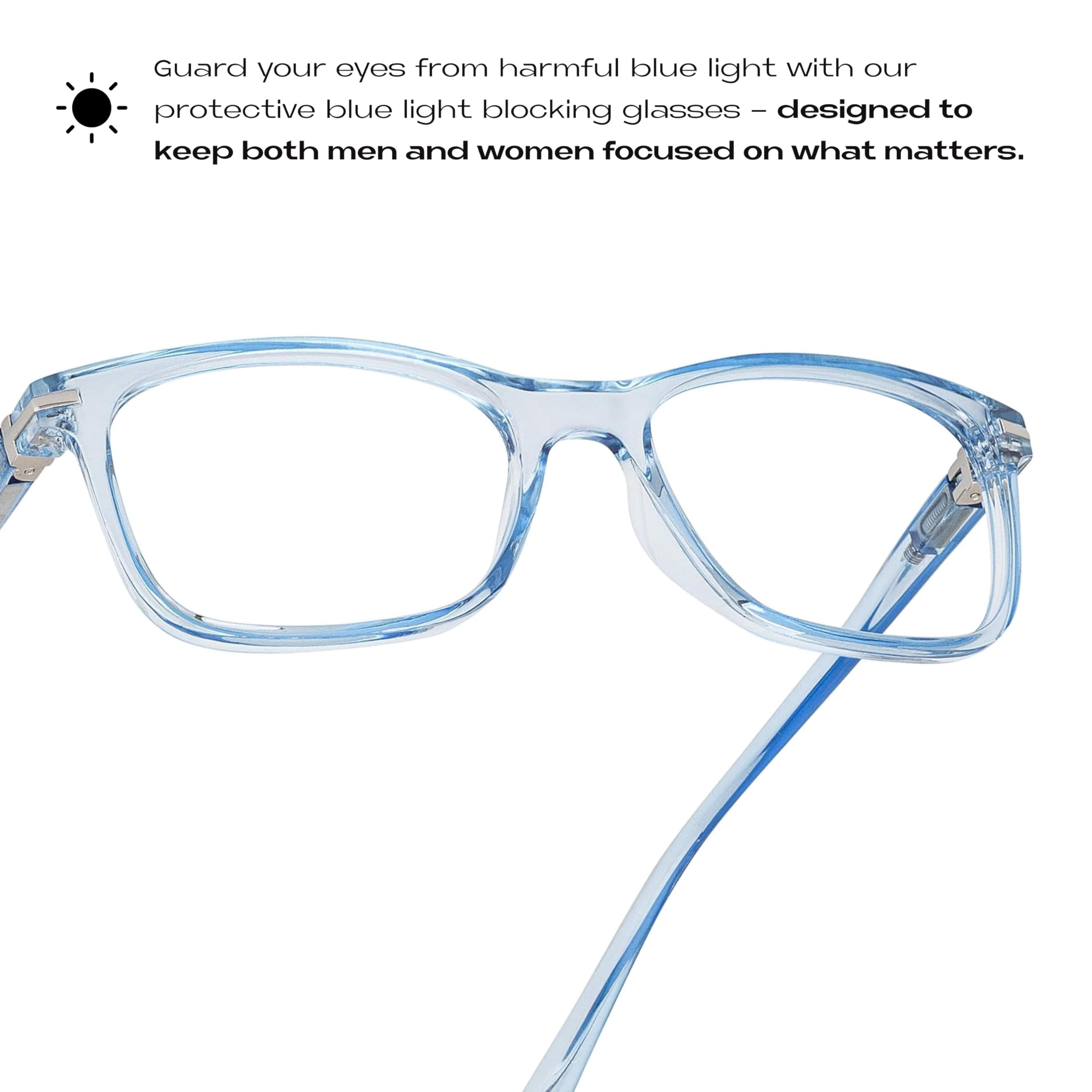 Readerest Blue Light Blocking Reading Glasses (Light Blue, 2.50 Magnification) Computer Eyeglasses With Thin Reflective Lens, Antiglare, Eye Strain, UV Protection, Stylish For Men And Women