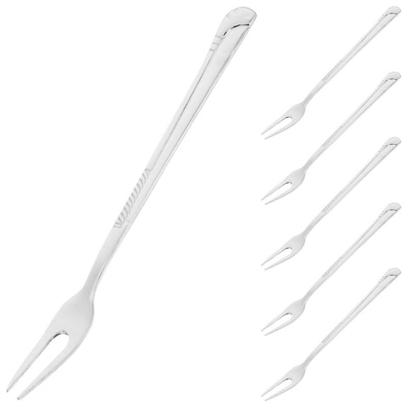 Hemoton 6pcs Pickle Fork Dessert Fork Stainless Steel Fork Fruit Pick Kitchen Utensil