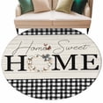thumbnail image 2 of Farmhouse Home Round Area Rug 7 FT,Non Slip Living Room Area Carpet,Black Plaid Vintage Wood Grain Butterfly Washable Soft Circular Rug Floor Carpet for Bedside Office Play Room Classroom, 2 of 9