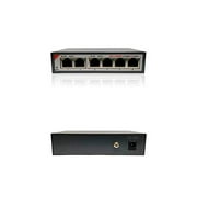 IPCamPower 4 Port POE Plus Network Switch W/ 2 Additional Uplinks, Up to 30 Watts Per Port, 65 Watts Total Budget, Built for IP Cameras