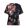 thumbnail image 5 of Enwejyy Womens Summer Short Sleeve V-Neck Floral Print Pleated Loose Fit Basic T-Shirts Plus Size, 5 of 5