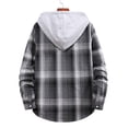 thumbnail image 4 of Mens Long Sleeve Quilted Lined Flannel Shirt Jacket with Hood Plaid Button Down Flannel Shirt Lightweight Jacket, 4 of 4