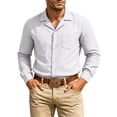 thumbnail image 3 of Vetsdori Linen Shirts for Men Winter Long Sleeve Work Pocket Button Up Casual Plain Mens T-Shirts Stylish, 3 of 9