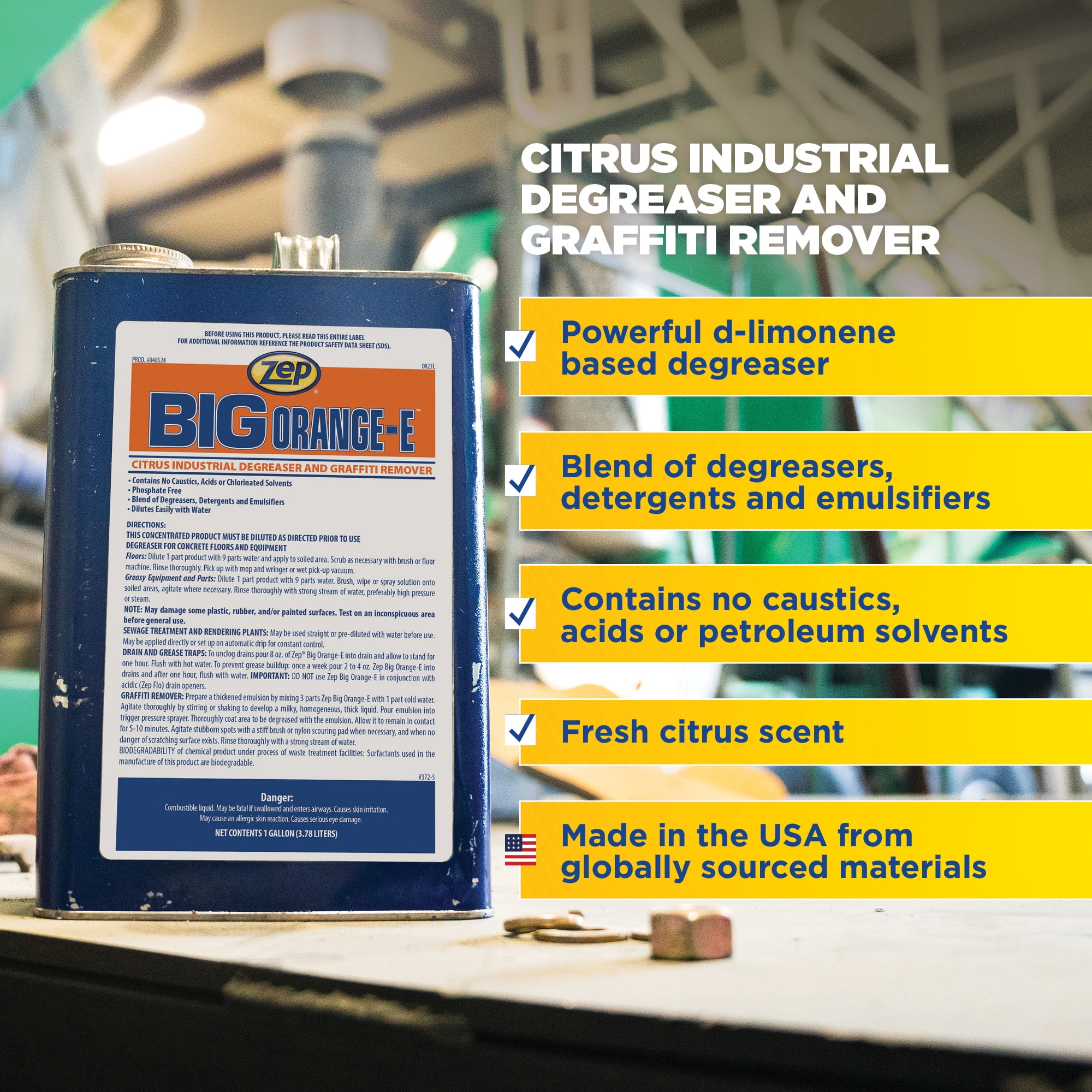 Zep Big Orange-E Citrus Industrial Degreaser and Graffiti Remover