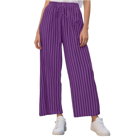 ZSQDM Women's Casual Pants Women's Trousers Suit Purple Women blendingpants Cotton and linen M