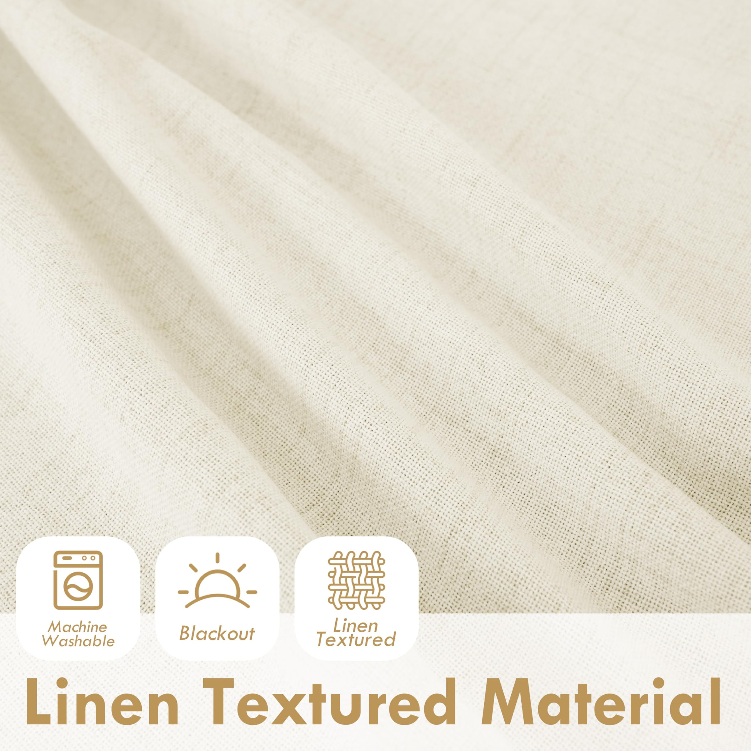 DriftAway Double Layer Linen Blackout Tie Up Curtains Thermal Insulated Fully Lined Balloon Roman Shade Bathroom Window Adjustable Rod Pocket for Small Window 39 Inch by 55 Inch Ivory Cream