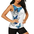 thumbnail image 2 of Vsdgher Blue Flying Butterflies Print Tank Top Sports Vest Bra for Women Sports ,Performance Stretchy Quick Dry Sports Workout Running Top Vest with Removable Pads, 2 of 8