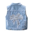 thumbnail image 3 of ZToonmas 18M-10Y Girls' Bow Embellished Denim Vest Sleeveless Button-up Waistcoat with Sheer Bow and Pockets for Daily and School Wear, 3 of 8