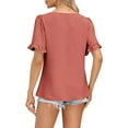 thumbnail image 4 of Square Neck Tops for Women, Yigetop Women's 2025 Summer Tops Trendy Short Sleeve Tshirt Ruffled Flared Sleeve Casual Square Neck Loose Fit Shirt Womens Summer Tops A L, 4 of 5