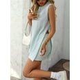 thumbnail image 5 of Women'S Summer 2 Piece Matching Long Sweater Shorts Sets Travel Resort Wear Sleeveless Knit Outfits Mint Green S, 5 of 8