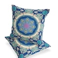 thumbnail image 4 of Set of Two 16" X 16" Blue and Green Blown Seam Floral Indoor Outdoor Throw Pillow, 4 of 5