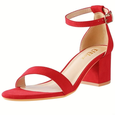 KINODAY Open Toe Sandals Low Block Heel 2.25 Inch Adjustable Ankle Strap Elegant Dress Shoes For Formal And Casual Occasions