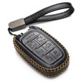 thumbnail image 1 of Vitodeco Genuine Leather Smart Key Fob Case Cover Protector with Leather Key Clap Compatible for Chrysler Pacifica 2017 - 2025 (7-Button, Black), 1 of 4