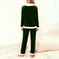 thumbnail image 6 of Feancey Pajama Sets for Women 2 Piece Velvet Lounge Set Faux Fur Trim Collar Long Sleeve Shirt and Pants Sleepwear Sets Winter Fuzzy Warm Homewear Outfits Green XL, 6 of 8