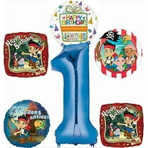 Jake and the Neverland Pirates Party Supplies 1st Birthday Balloon Bouquet Decorations 6pc set