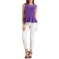 thumbnail image 2 of Allegra K Women's Lace-Paneled Semi Sheer Crew Neck Sleeveless Peplum Blouse, 2 of 6