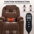 thumbnail image 6 of Power Lift Recliner Chair, 350LB Capacity with Massage and Heat, USB Charging, Cup Holders, Elderly Chair for Living Room, Brown Chenille, 6 of 12