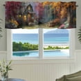thumbnail image 3 of Country Forest Farmhouse Short Window Curtain Valances, Fall Farmhouse Trees Cabin Nature Scenery Rod Pocket Kitchen Valances for Living Room Bedroom Bathroom Cafe 54" x 18", 3 of 8
