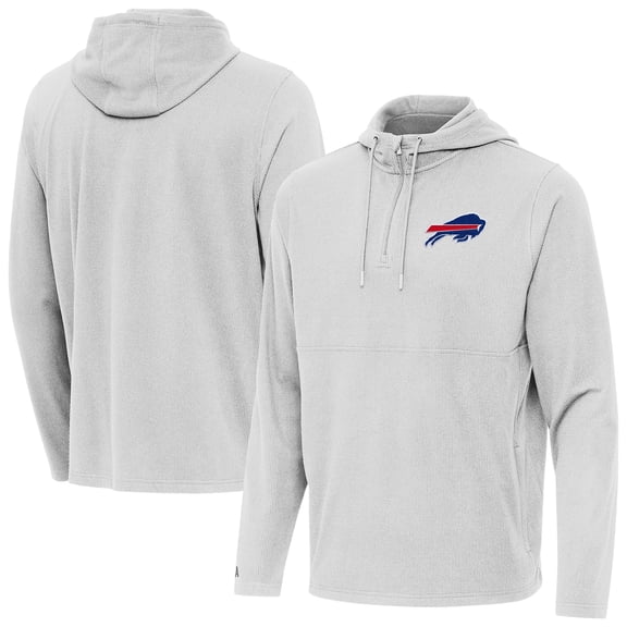 Men's Antigua Gray Buffalo Bills Connected Quarter-Zip Pullover Hoodie