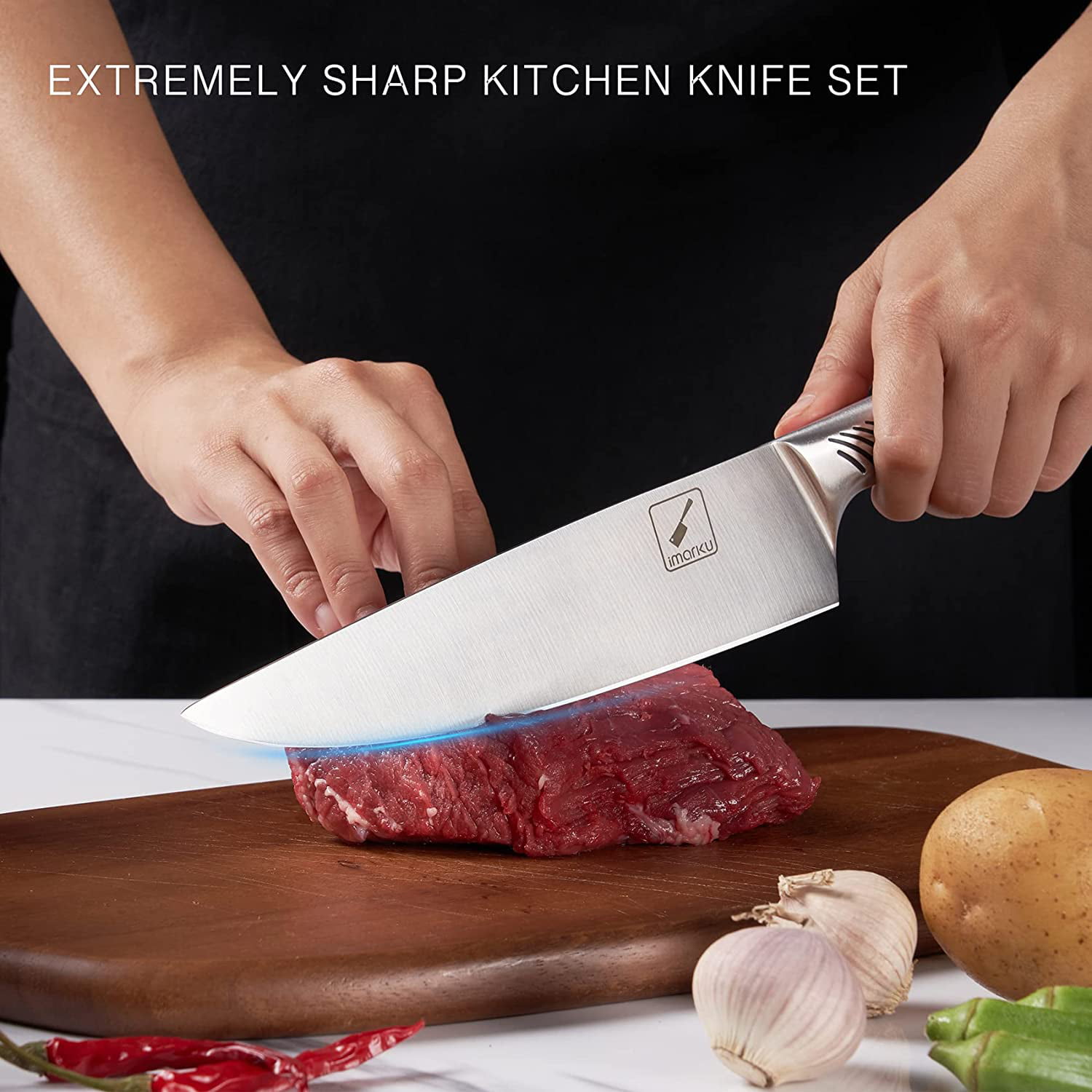 Set - imarku Kitchen Knife Set 15 Piece Japanese Stainless Steel