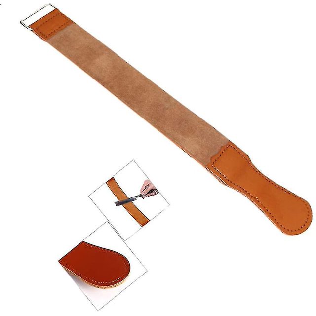 Afilado de maquinilla de afeitar recta, correa de cinturón de afeitar, cinturón de cuero genuino con pulido de afilado para cuchillo de afeitar recto-marrón Afortunado Sencillez