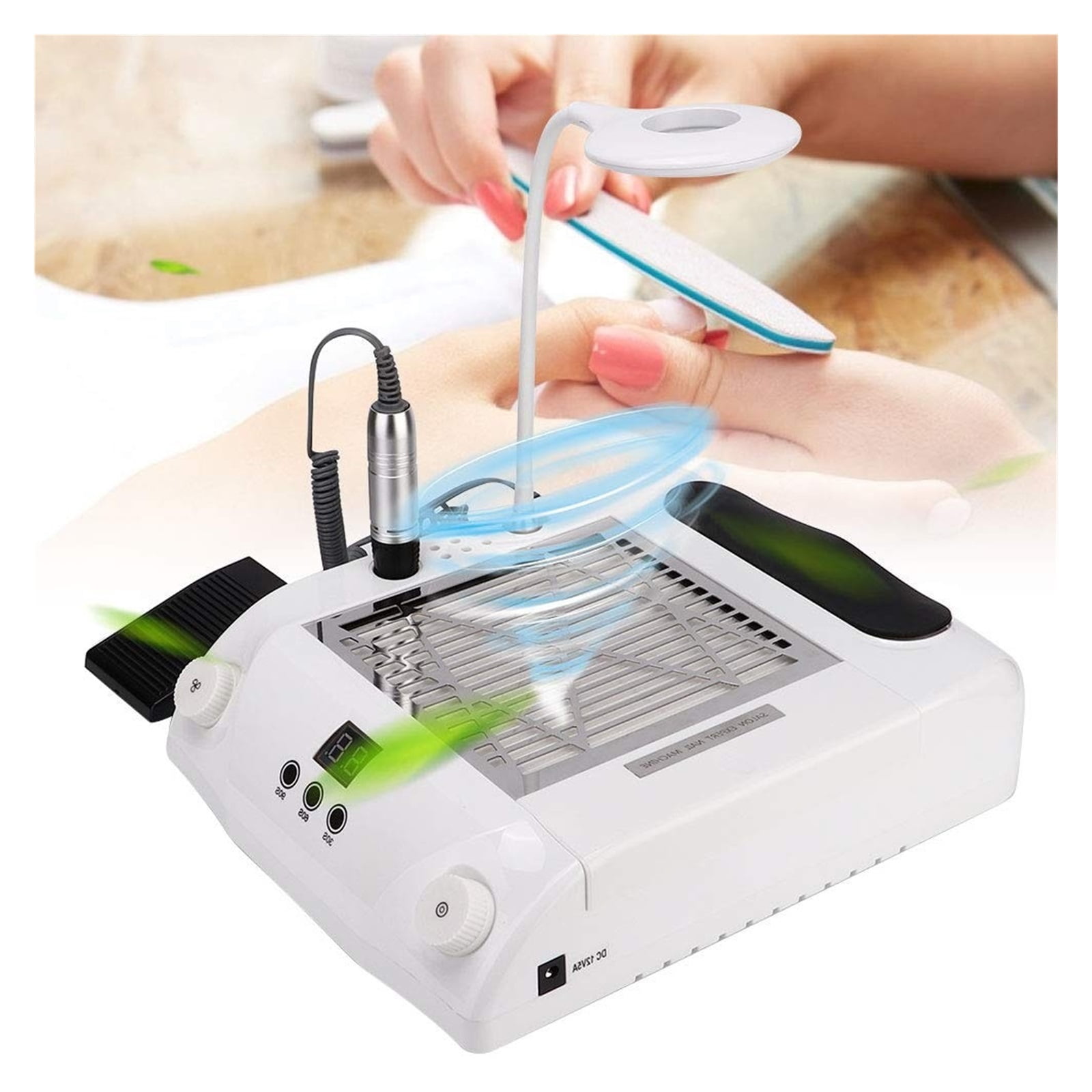 108W Electric Nail Drill Machine 30000 RPM Nail Dust Vacuum Cleaner LED Lighting 54 LED UV Lamp 6 In 1 Electric Nail File