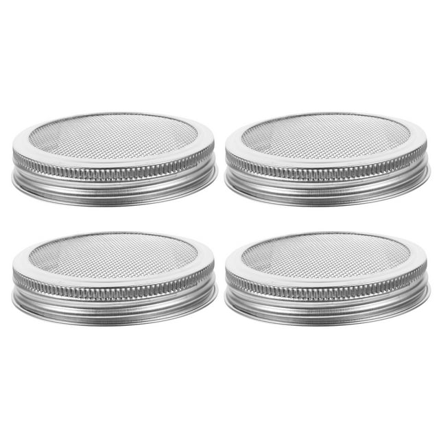 SHISUYAN 4pcs Stainless Steel Mesh Sprouting Lid Jar Lids for Growing Bean Broccoli