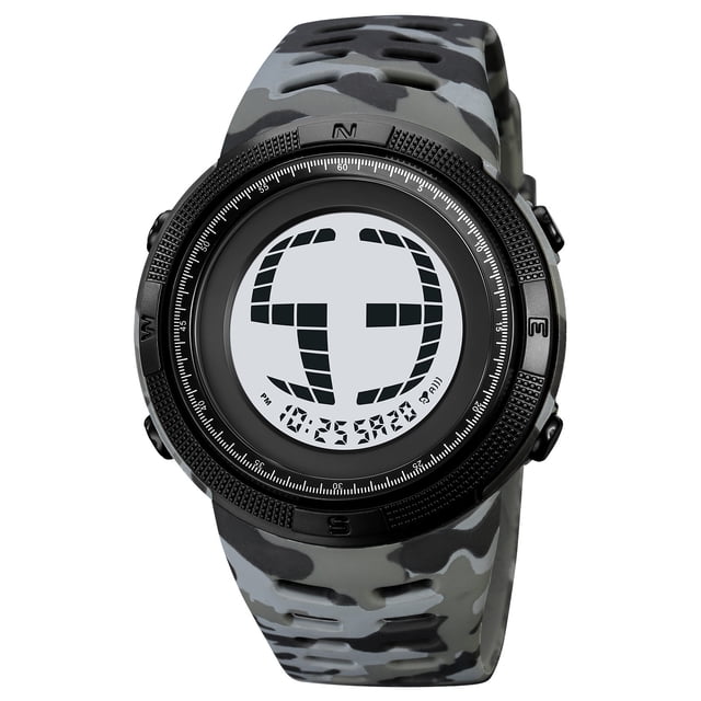Montre Électronique de Sport Numérique Étanche, Résistance à l'Eau 50 m, Écran Rétroéclairé EL, Chronomètre Alarme Multifonction, pour Sports de Plein Air Style Militaire Usage Quotidien Natation