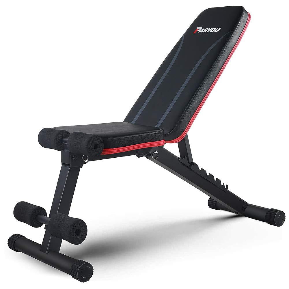 Full Body Workout Foldable Incline Decline Exercise Bench for Home Gym PASYOU Adjustable Weight Bench