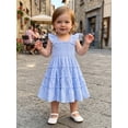 thumbnail image 4 of BemeyourBBs Toddler Baby Girl Plaid Gingham Dress Little Girl Summer Smocked Sundress Ruffled Trim Flying Sleeve A Line Casual Dress, 4 of 9