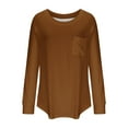 thumbnail image 4 of HAiming Womens Long Sleeve Round Neck Shirts Solid Color Pullover Basic Tops Fall Winter Casual Trendy Tunic Blouse, 4 of 5