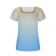thumbnail image 5 of MIUOWANP Women's Short Sleeve Tops Casual Gradient Color Loose Breathable Square Neckline Pleated T-Shirt Size S(4)Blue, 5 of 5