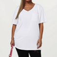 thumbnail image 5 of WTOBBY Women's Plus Size Casual Solid Color V-Neck Short Sleeve Pocket T-Shirt Top, Comfortable and Versatile Fit for Everyday Summer Wear,White 5XL, 5 of 5
