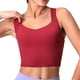 thumbnail image 4 of Ropa interior deportiva para mujer con almohadillas cruzadas en la espalda, camiseta de entrenamiento para mujer de sujeción media, color piel, burdeos y rojo, 4 of 6