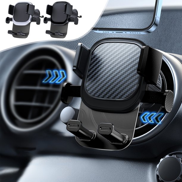 Soporte universal para teléfono para coche - soporte para salpicadero ajustable a 360° con puerto de carga para iPhone y Android, teléfonos de 4,7-7 pulgadas, plata