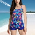 thumbnail image 2 of Baqcunre Women's Printed Two Piece Split Plus Size Swimsuit with Chest Pads, 1X Swimsuit Dark Blue L, 2 of 8