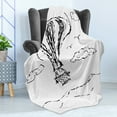 thumbnail image 4 of Modern Soft Flannel Fleece Throw Blanket, Hot Air Balloon Sketch in the Clouds Murky Air Journey Picture, Cozy Plush for Indoor and Outdoor Use, 60" x 80", Charcoal Grey White, by Ambesonne, 4 of 5
