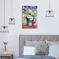 thumbnail image 3 of Aaheei Country Daisy Wall Art Retro White Yellow Flower Blue Vase Canvas Print American Flag Bathroom Wall Decor Texture Picture Modern Artwork for Living Room Bedroom Home Office Decoration 8x10, 3 of 6