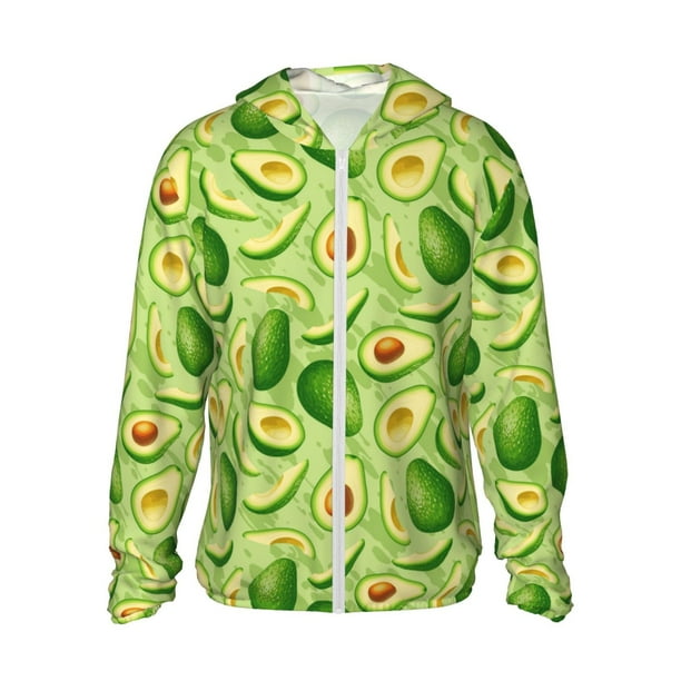 Fotbe Green Avocado Chaqueta con Protección Solar UPF 50+ para Hombre y Mujer, Camisa con Capucha y Bolsillos-Medium